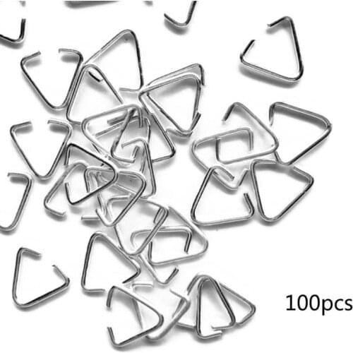 100Pcs Triangle Open Jump Rings Iron Pinch Clip Bail Hang Drops Triangle Buckle 18 Gauge for Jewelry Making Findings