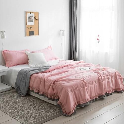 Ruffle Edge Design Comfortable Quilt Soft Skin-friendly Summer Home Lightweight Air-conditioning Blanket Adults Breathable Quilt