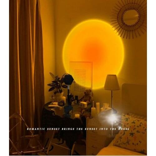 USB Sunset Red Projector Led Night Light Sun Projection Desk Lamp f/Home Bedroom Bar Wall Atmosphere Lighting Decoration-14CM(H)