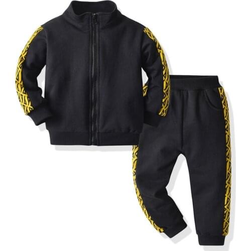 2021 spring long-sleeved stand-up collar zipper sweatpants two-piece suit Korean new product childrens leisure suit kids 0-7T