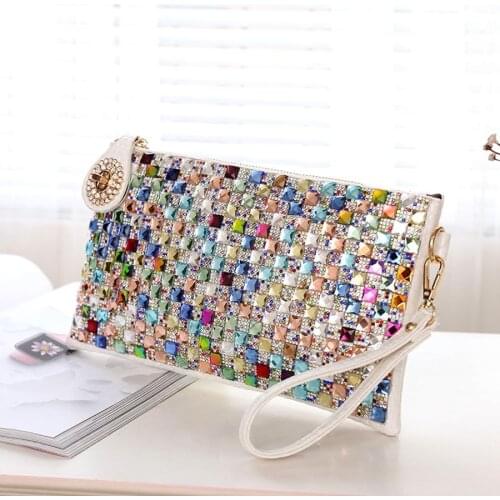 Colorful Rhinestone Women Clutch Bag Designer Luxury Diamond Ladies Evening Bag Chic Shoulder Crossbody Bags Party Small Purse
