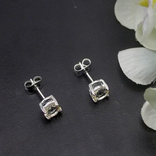 Hermosa Royal Shiny YellowCitrine Silver Color Stud Earrings For Women Fashion Jewelry 1/4 Inch ME080