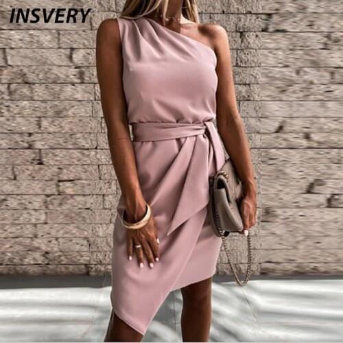 2021 Sexy Mini Dress Women Sleeveless Slash Neck Vintage Party Dress Boho Solid Lace Up Ladies Summer Dresses Elegant Clothes