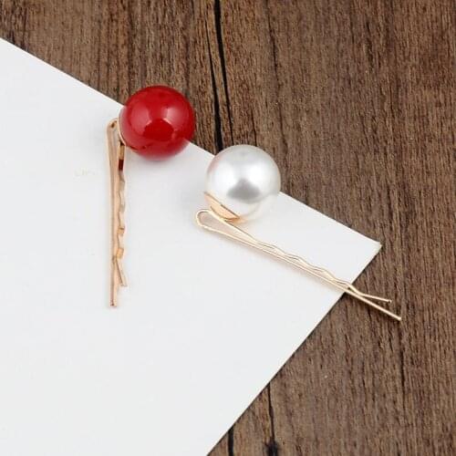 1 pc New Fashion Women Girls Big Pearl Hair Clip Snap Hair Barrette Stick Hairpin Hair Styling Accessories