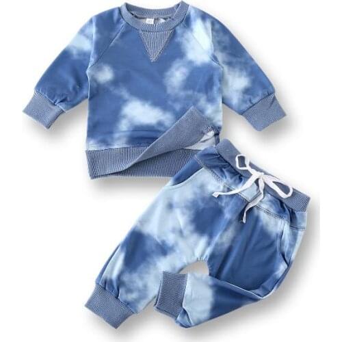 0-24M Babies Boys Clothes Outfits Tie-Dye 2Pcs Kid Girls T-Shirts Tops Pants Spring Autumn Clothing Set
