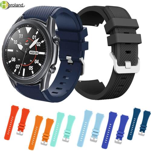 22MM silicone Wrist watchStrap for Samsung Galaxy Watch 3 45mm Accessories smartwatch band Bracelet wristband WatchBand fashion