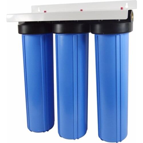 3-Stage Whole House Water Filtration System w/ 20-Inch Big Blue Sediment and Carbon Block Filters,1 INCH inlet&outlet