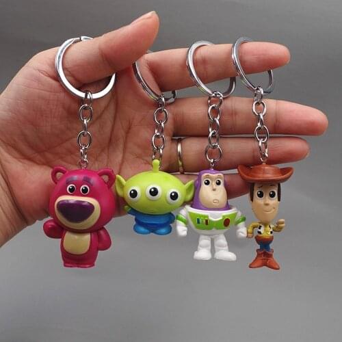 4 Pcs/set Disney Toy Story Action Figure Keychain Cartoon Anime Figure Alien Lotso Woody Buzz Lightyear Doll Model Toys Pendant