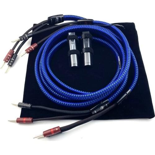 New Pair Audiophile Gibraltar Speaker Cable Silver Banana Plug 72V DBS Hifi Audio Cables for Amplifier CD Player Concert