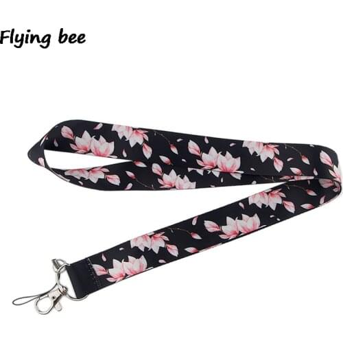 Flyingbee Cherry blossoms Keychain unique Phone Lanyard Women Fashion Strap Neck Lanyards for ID Card Phone Keys X0514