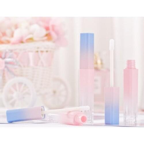 Private Label Gradient Blue Pink Empty Lipgloss Tube DIY Lip Balm Tube Plastic Lipstick Containers Cosmetic Container Bottle