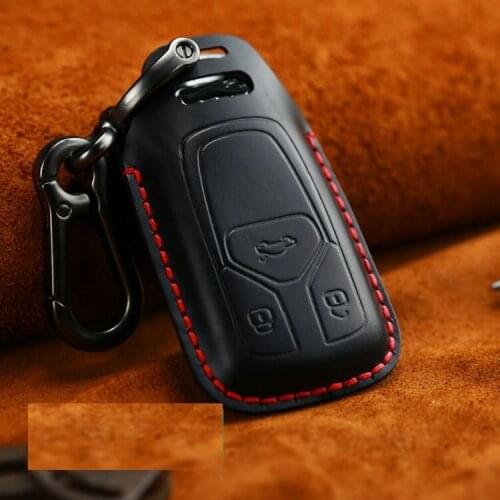 Genuine Leather British gentleman Car Key Cover Case For AUDI 2017 2018 A4 B9 Q5 Q7 TT S4 S5 SQ5 TTS Key fob Cover case Bag