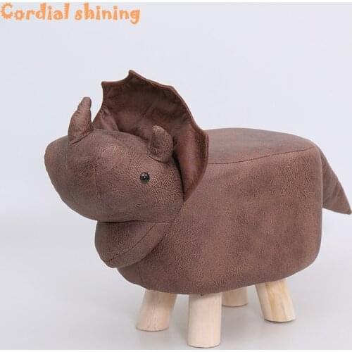 Cordial Shining Kids Chair Children Cartoon Animal Chair Home Solid Wood Small Bench Baby Sofa Elephant Dinosaur Kids Chair