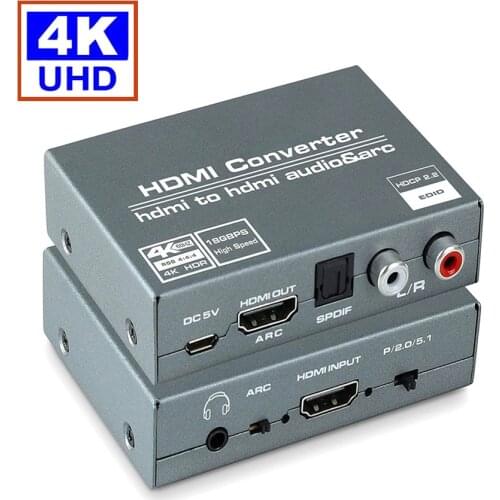 HDMI 2.0 Audio Extractor HDMI to RCA 4K 60Hz YUV 4:4:4 HDR HDMI Audio Converter Adapter 4K HDMI to Optical TOSLINK SPDIF