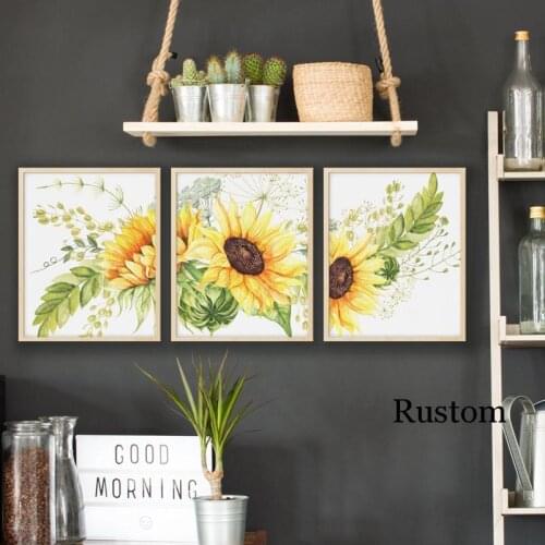 Sunflower Canvas Wall Art Painting On The Wall Modern Home Decor Posters and Prints Room Decor Set Printing Frameless