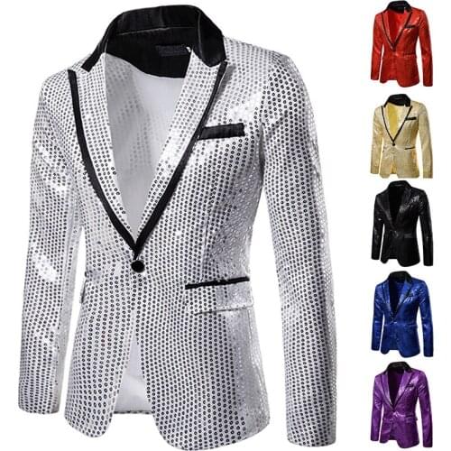 Shiny Gold Shiny Shiny Decorated Blazer Jacket for Men Night Club Graduation Men Suit Blazer Homme Costume Stage Wear for Singer