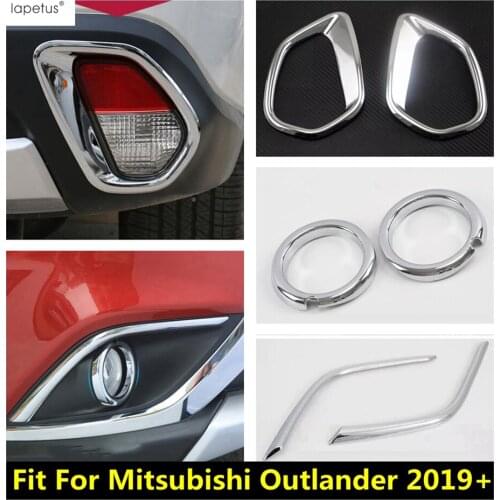 Lapetus Accessories For Mitsubishi Outlander 2019 2020 Front Fog Lights Ring & Head Lamp Eyelid Eyebrow Molding Cover Kit Trim