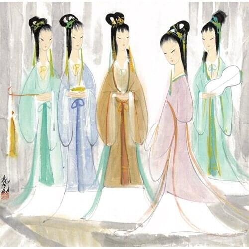 Classical Chinese ancient girls oil painting canvas painting printings printed on canvas home wall art decoration picture