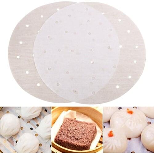 100 Sheets Round Baking Paper Non-toxic Non-sticky Steamed Paper Oven Barbecue Steamed Bun Paper Suitable Preventing Bread Cakes