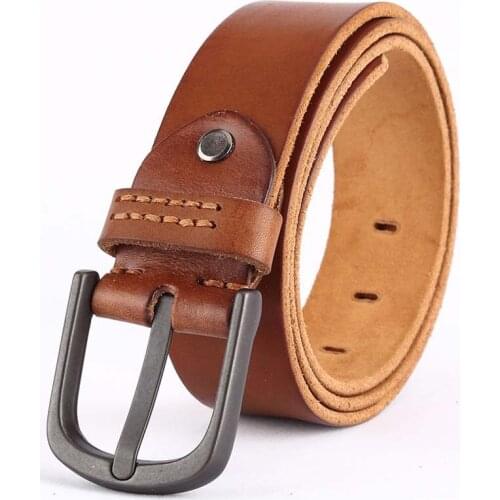 Men belt High Quality cow genuine leather luxury strap male belts for men new fashion classice vintage pin buckle