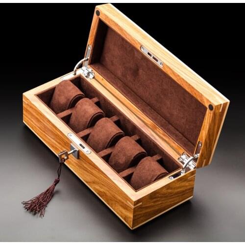 New 2020 Solid Wood Watch Storage Display Boxes Case Home Use YELLOW Jewelry Case With Lock