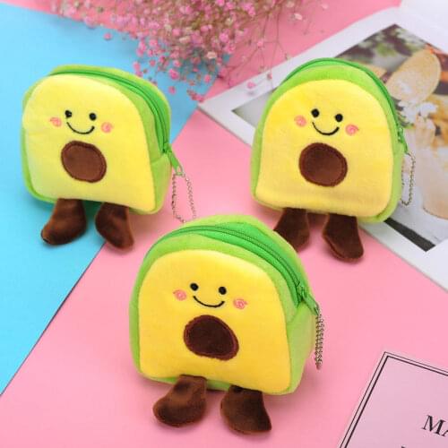 New Avocado Fruit Womens Coin Purse Lovely Plush Baby Girls Cartoon Clutch Handbags Cute Children Kids Wallet Storage Pouch Bag