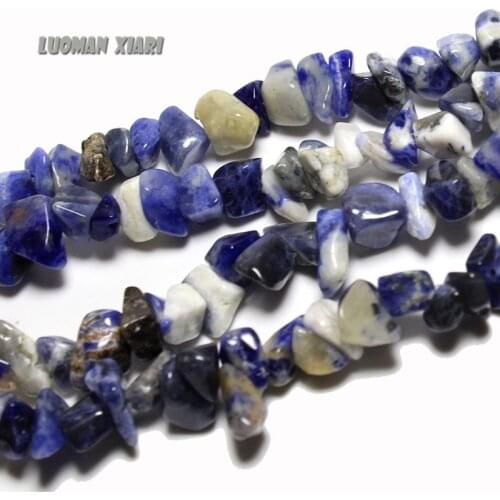 New Arrival Blue-vein Stone Chips Shape 5mm-8mm Blue Natural Stone Beads For Jewelry Making DIY Bracelet Strand 34'' 200pcs Lots