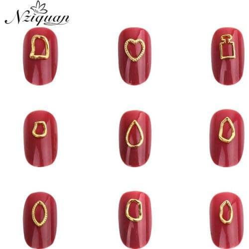 NZIQUAN2020 Hot 50pieces/pack Japanese 3d Metal Nail Art Decoration Irregular Frame Ornaments DIY Nail Art Accessories