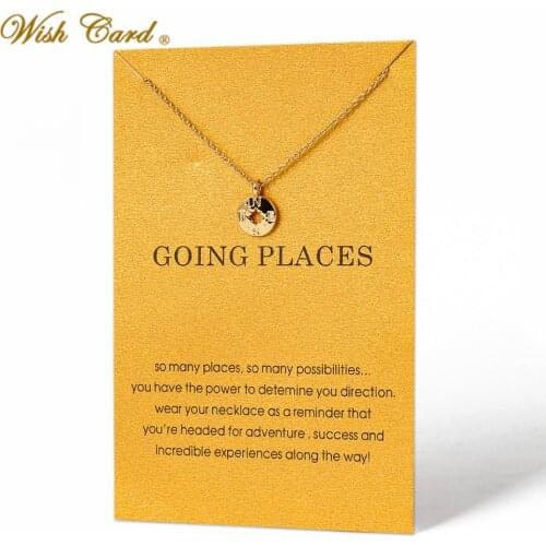 Wish Card Get Rich Gold Color Pendant Necklace Women Gift Necklace Fashion Party Jewelry Gift Ancient Chinese Coin EY3520