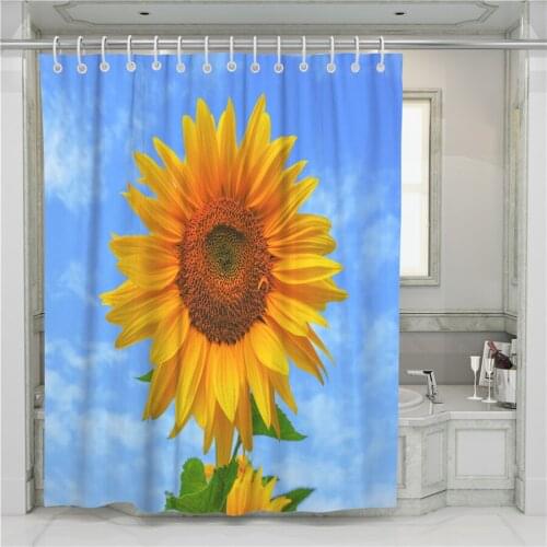 A Sunflower 3D Shower Curtain Bathroom Waterproof Polyester Printing Curtains for Bathroom Shower Hooks