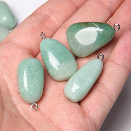 2pcs Aventurine Pendants Suspension Natural Stone For Necklace Charm Agates Jades Irregular Healing Reiki DIY Chakra Jewelry