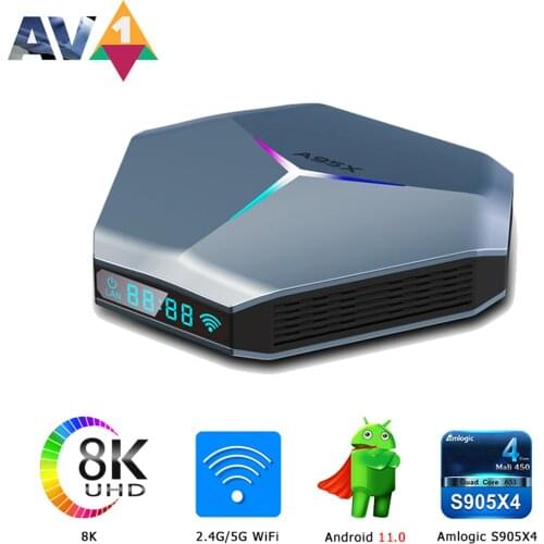 A95X F4 Android 10.0 Samrt TV Box Amlogic S905X4 8K Media Player 4K 3D 2.4G/5G WiFi RGB Light Support HD/AV/Optical Out 4GB 64GB
