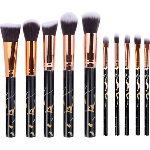 Professional 10pcs Marble Makeup Brushes Set Soft Foundation Powder Eyeshadow Brush Maquillaje Beauty Marble Make Up Tools