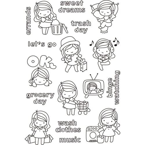 Girl Transparent Clear stamps and metal cutting dies