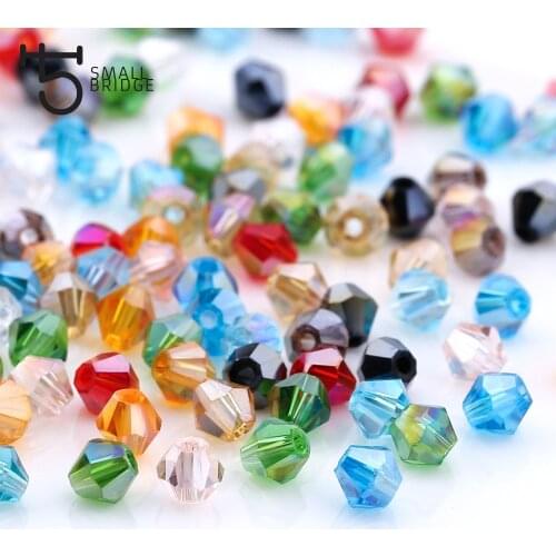 3 4 6mm Austrian Bicone Crystal Beads for Jewelry Making Diy Accessories Multicolor Faceted Glass Spacer Beads Wholesale