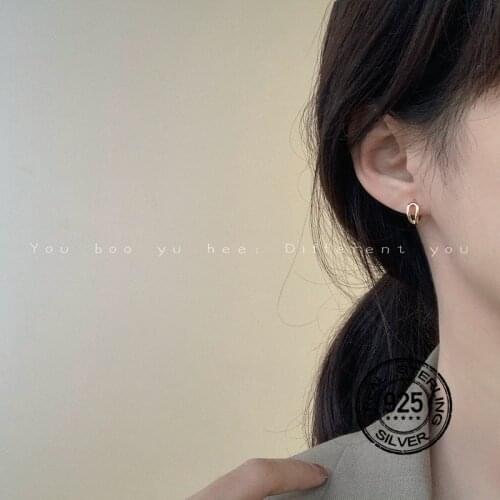 925 Sterling Silver Earrings For Women Set Gold Hollow Geometric Simple Retro Fashion Romantic Girlfriend Gift Jewelry INEFFA