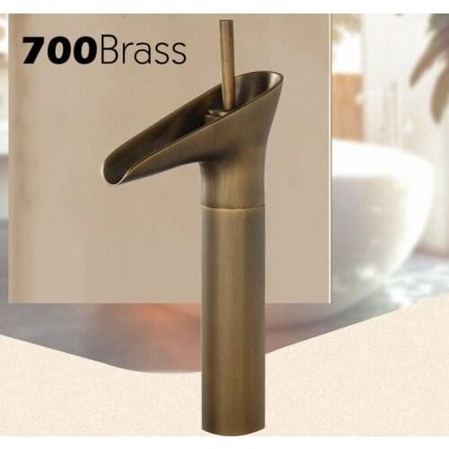 Classical Style Solid Brass Antique/Black Bathroom Faucet Deck Mounted High Arc Basin Hot And Cold Bathroom Accessories