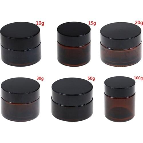 10g/15g/20g/30g/50g Lip Balm Sample Container Jar Pot Glass Amber Brown Cosmetic Face Cream Bottles Makeup Store Vials