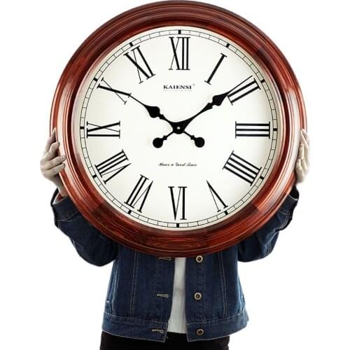 Super Large Wall Clock Retro Solid Wood Living Room Creative Mute Clocks Nordic Big Wall Watches Home Decor Home Decoration Gift