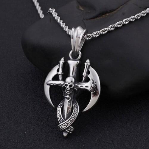 Stainless Steel Jewelry Death Scythe Pendant Cool Boy Cross