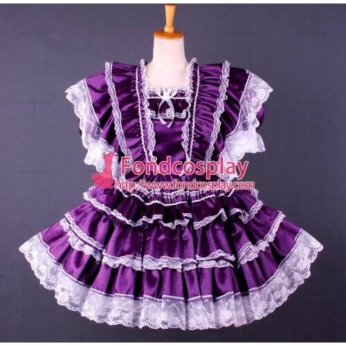 Lockable Sissy maid Satin dress Uniform cosplay costume Tailor-made[G1583]