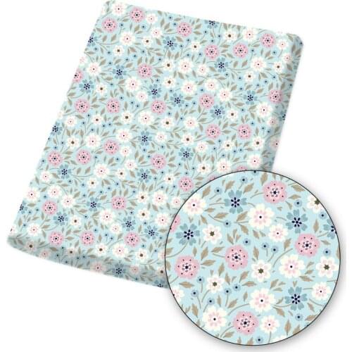 Polyester Cotton Fabric Colorful Flower Leaves Printed Cloth Sheets Dress Making Handmade Masks DIY Crafts Supplies 45*145cm 1pc