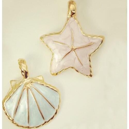 10pcs RUIDAY Starfish Shell Floating Enamel Charms Alloy Pendant For Necklaces/bracelets DIY Female Fashion Jewelry Accessories