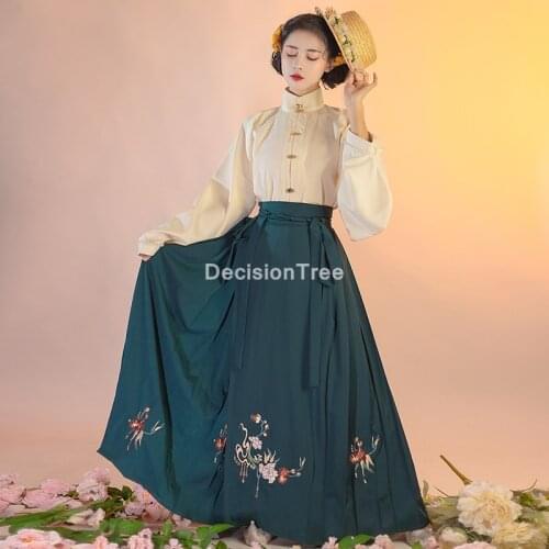 2021 chinese traditional fairy costume ancient ming dynasty princess clothing hanfu outfit stage folk dance costume hanfu