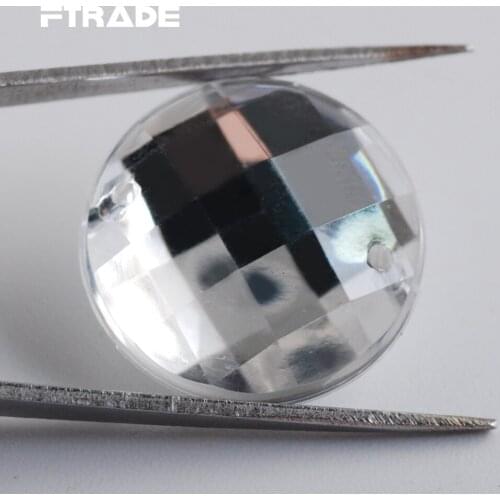 6mm-20mm Crystal Clear Round Grids Shape 2 Holes Acrylic Sew On Rhinestones FlatBack Diy Decorations Crystals For Wedding Dress