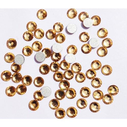 Shiny Glass Stones 3SS to 30SS Lt. Col. Topaz Flatback Strass Nail Art Glue On Non Hotfix Rhinestones