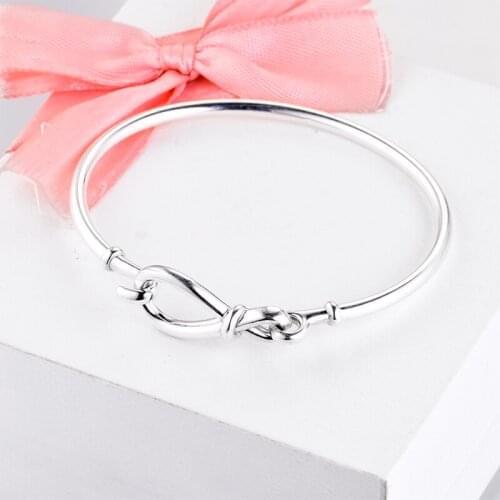 2020 Mothers Day Infinity Knot Bangle Bracelet 925 Sterling silver Bangles Bracelets for women fit charms beads DIY Jewelry