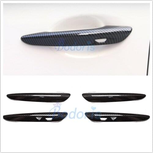 For Mazda 3 M3 Axela 2020 Carbon Fiber Color Door Handle Cover Trim With Smart Hole Grab Protector Panel Car Styling Accessory