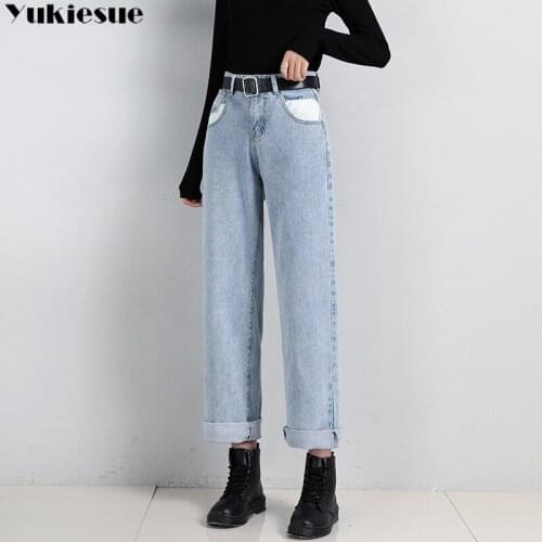 Mom jeans woman elastic waist high wais vintage denim Pants boyfriend jeans for women Washed Cotton 2021 Plus size S-5XL