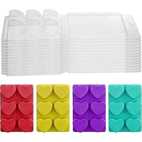 Wax Melt Molds Heart Shape - Clear Wax Molds Plastic Wax Melt Clamshells (100-Pack)